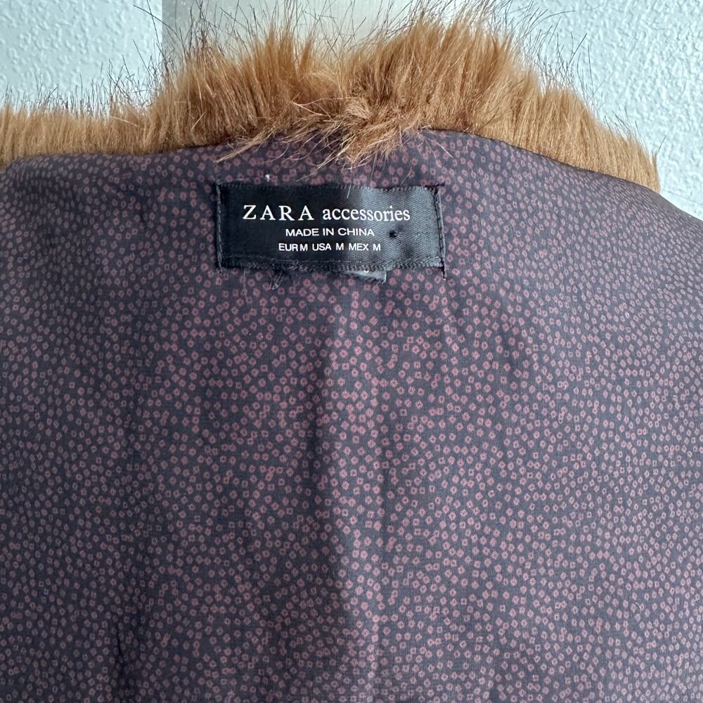 ZARA Accessories Brown Faux Fur Shawl Wrap Scarf - Picture 8 of 8
